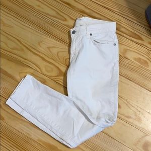 7 for all mankind white denim 25 ankle crop